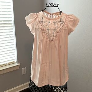 Rebecca Taylor, Light pink sheer through top💯silk
